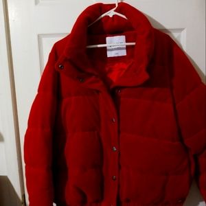 DKNY SPORT RED PUFFER VELOUR JACKET XL